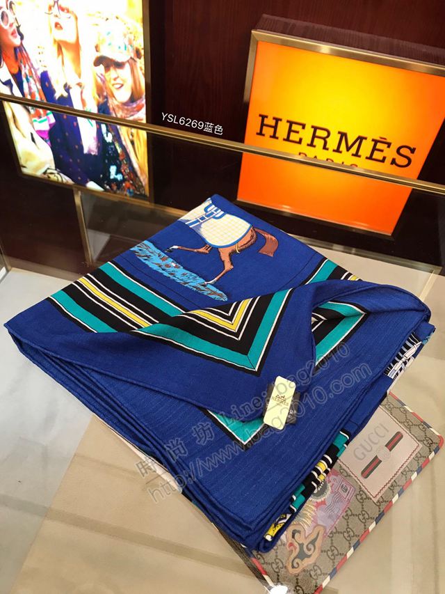 HERMES圍巾 最新款同步專櫃 愛馬仕真絲羊絨大方巾 經典百搭  llwj6556